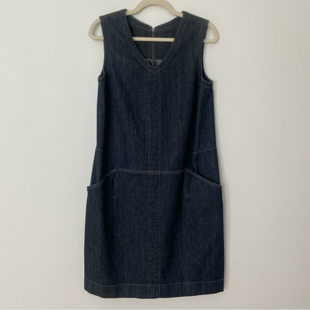 Sleeveless Dark Denim V-Neck Mini Dress